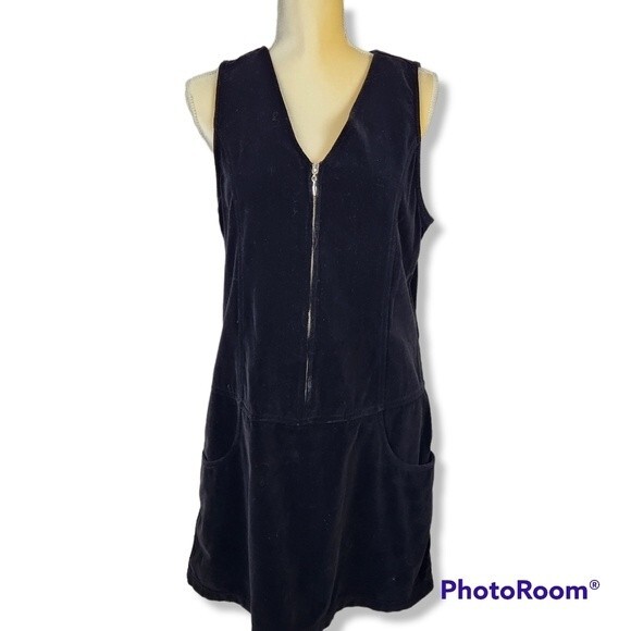 VTG Velvet Black 90s Y2K Jumper Womens Size 10/8 Silver Zip Front Holiday - Picture 1 of 11